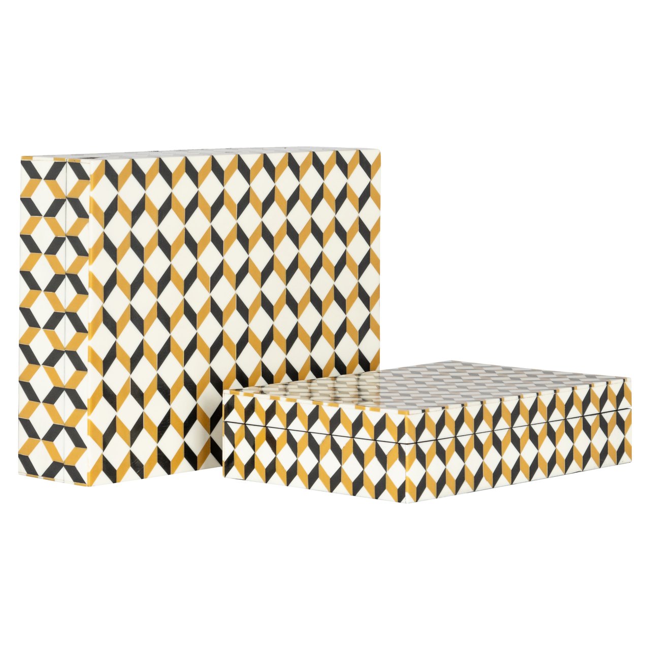 Storage Box Frences Black/Gold (Set Of 2)