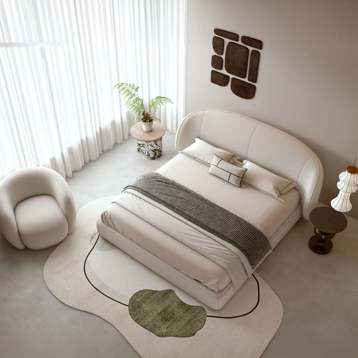 Pat Arcadia matrimonial cu lada de depozitare, bej