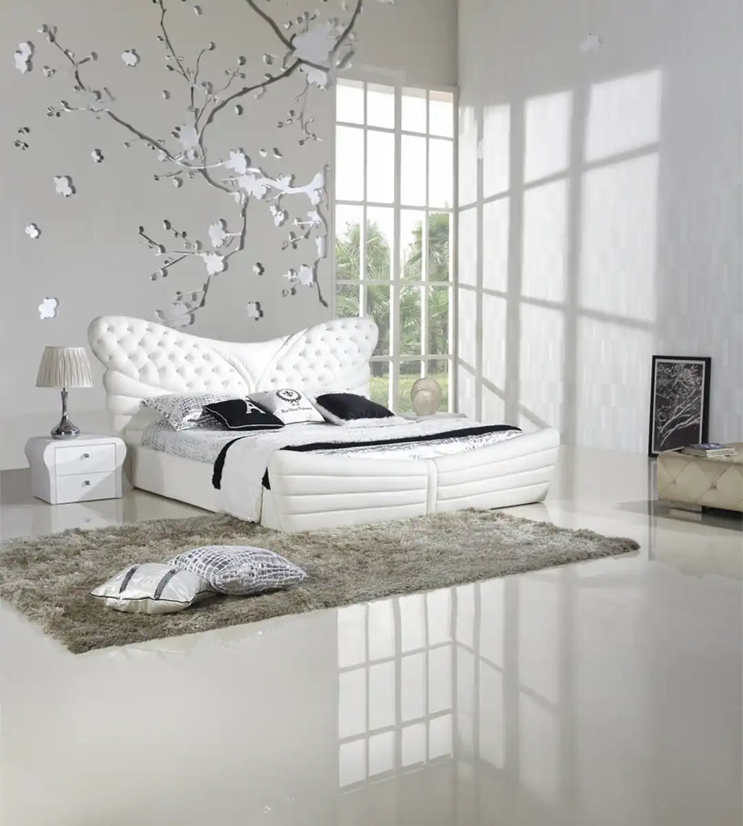 Letto Primavera - Design moderno, imbottito con bottoni