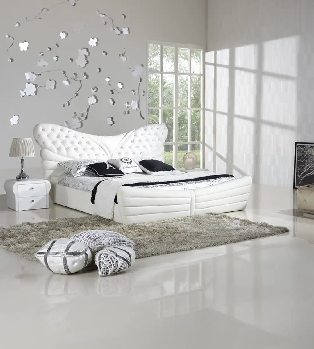 Letto Primavera - Design moderno, imbottito con bottoni