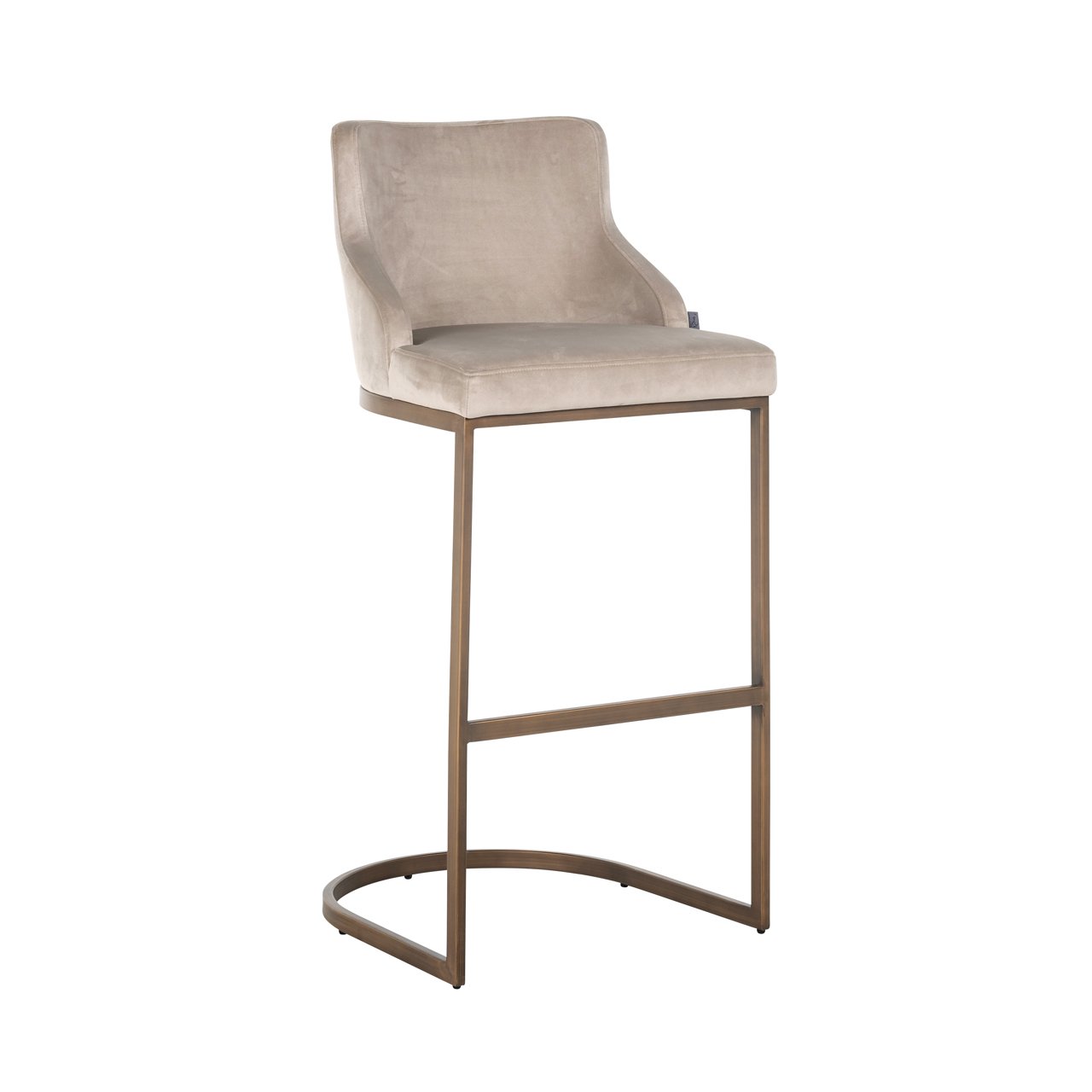 Bar Stool Bolton Khaki Velvet Brushed Gold Fire Retardant – Set 2