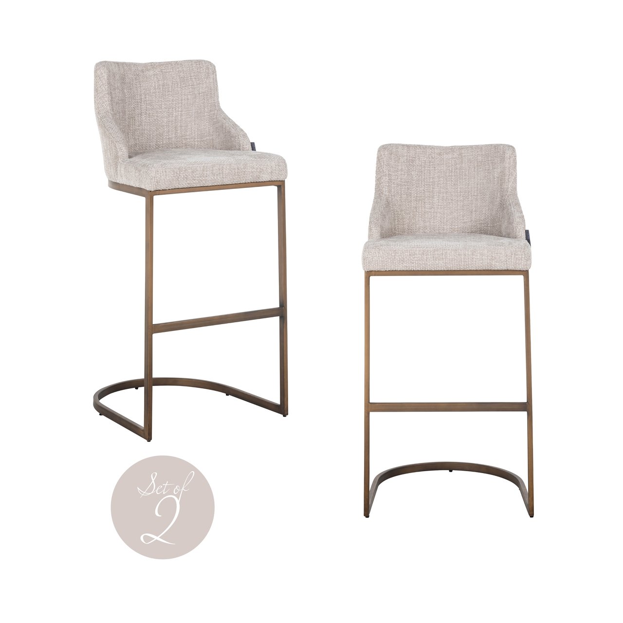 Bar Stool Bolton Natural Renegade – Set 2 Scaune Elegante și Confortabile