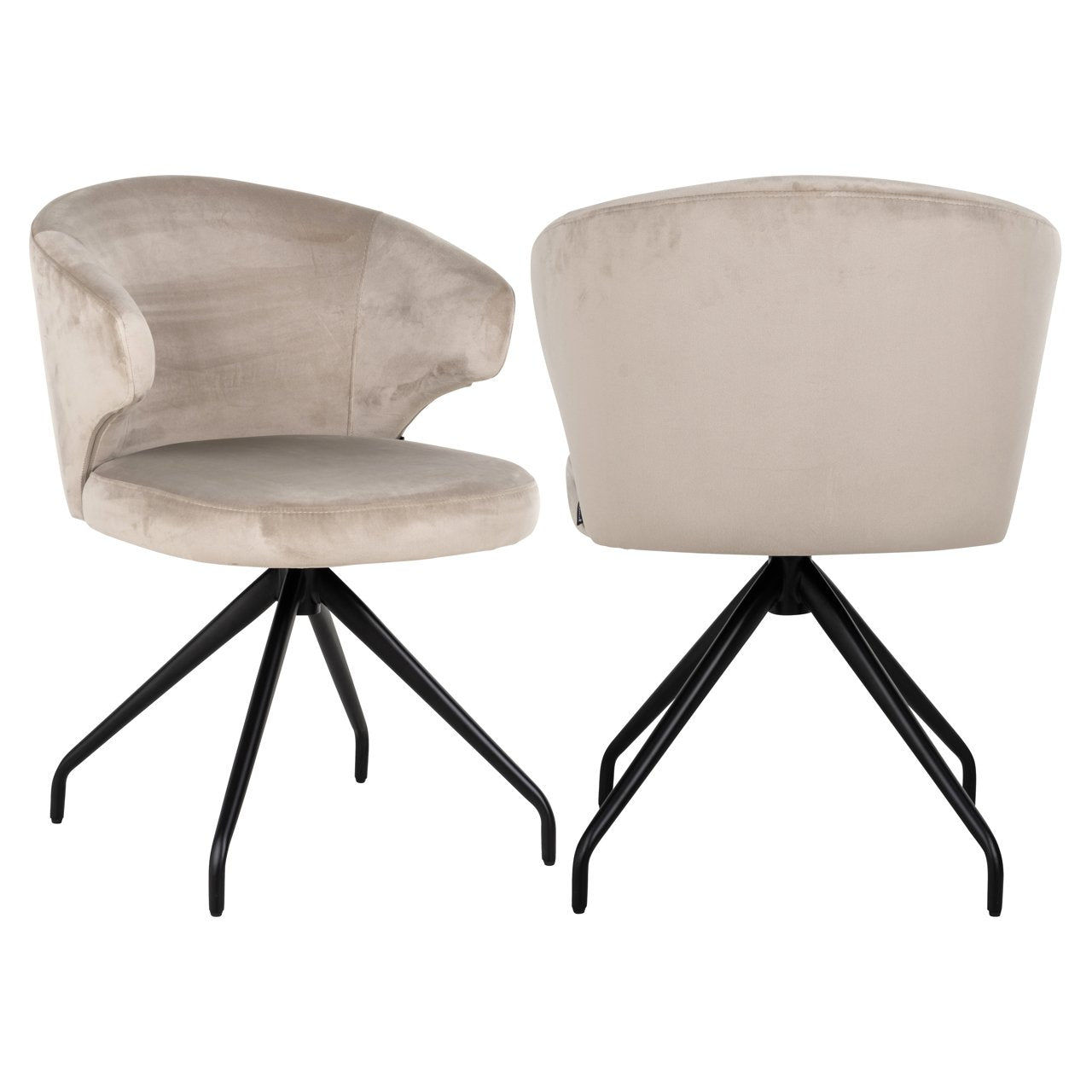 Sedia da pranzo Milly girevole in velluto color cachi