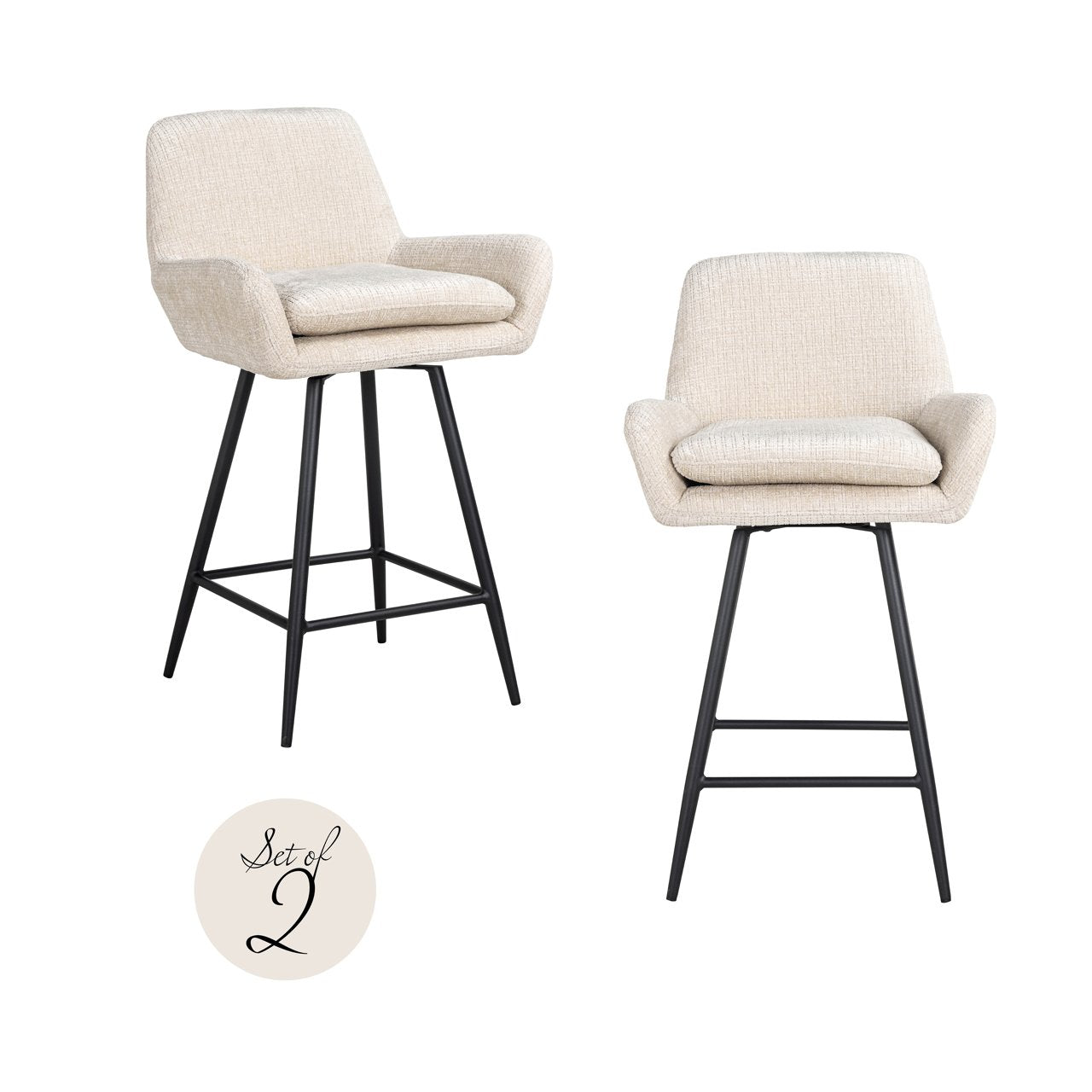 Counter Stool Linsey Niagara Beige – Scaune Bar Moderne (Set 2 Buc.)