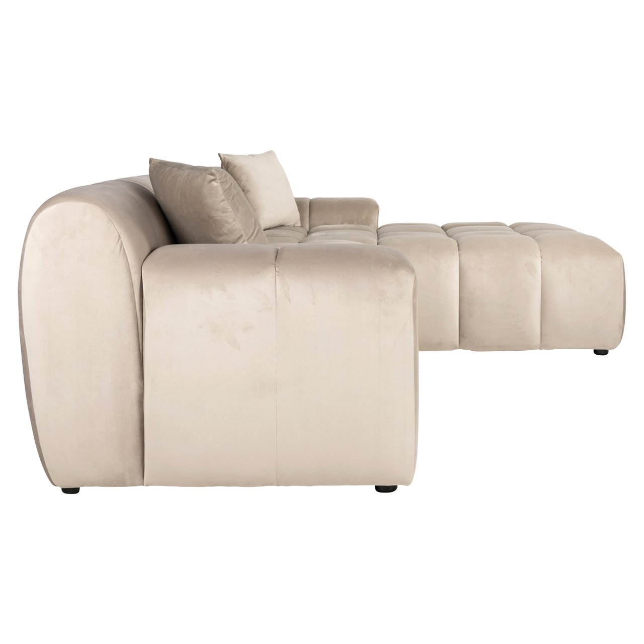 Sofa Cube Khaki Velvet 3 Seater + Lounge Right