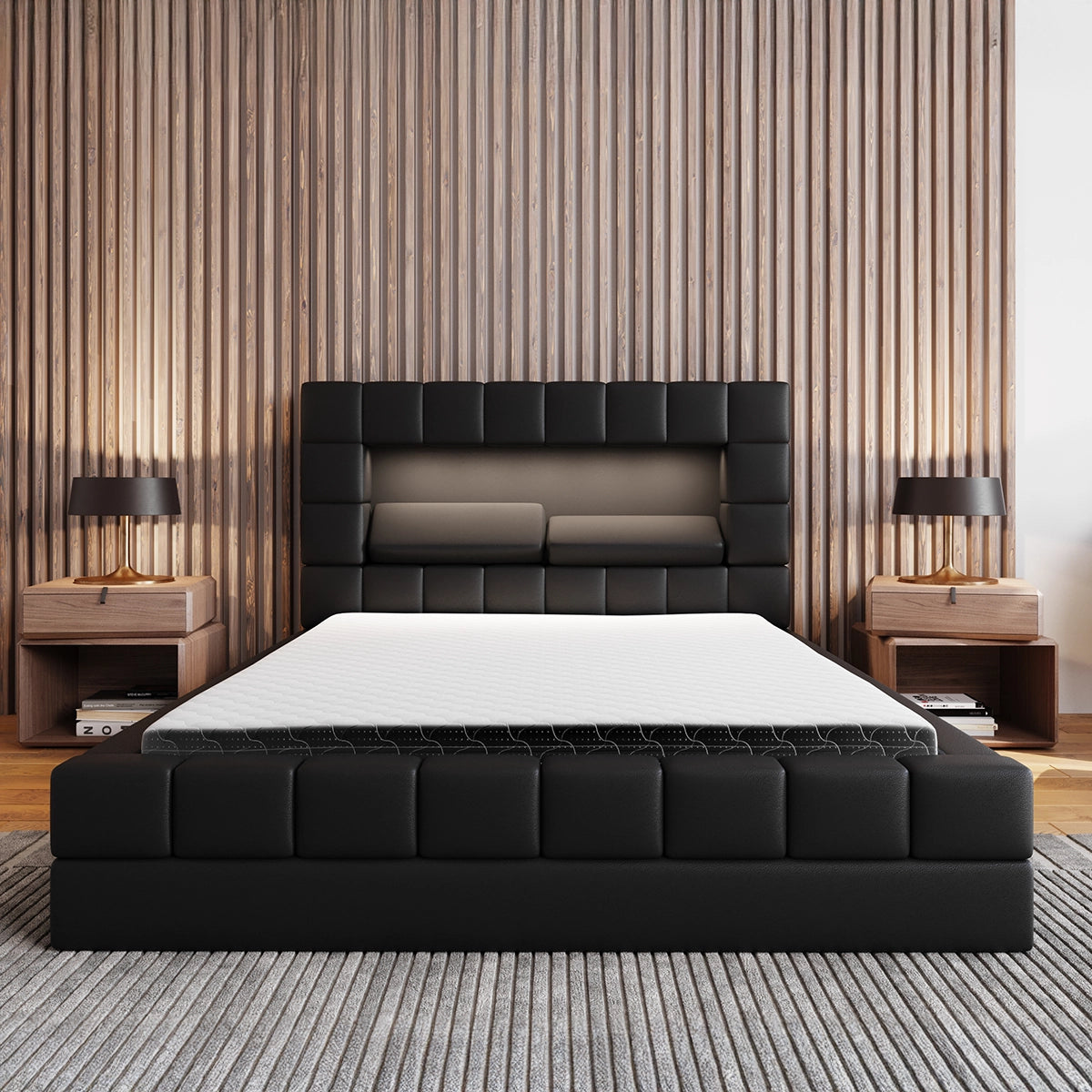 Pat Urbino, cadru metalic si suport saltea, tapitat textil, 160 x 200, culoare soft 019
