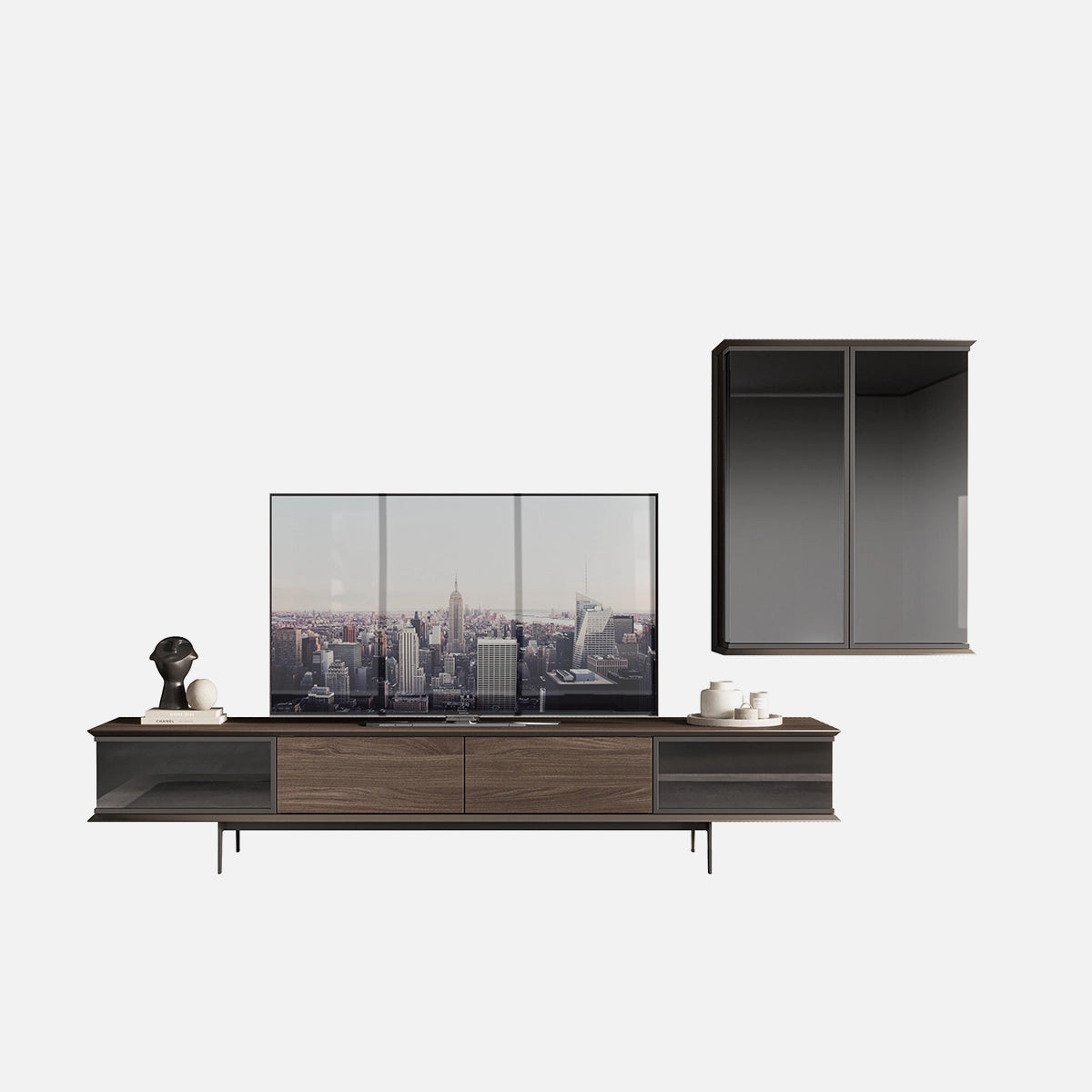 Comodă TV Luis cu Rafturi din Material Aral – Design Modern