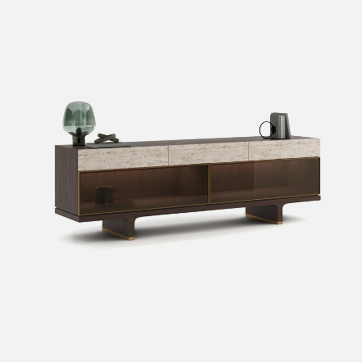 Comoda Hector – Nuc American si Sticla Bronz