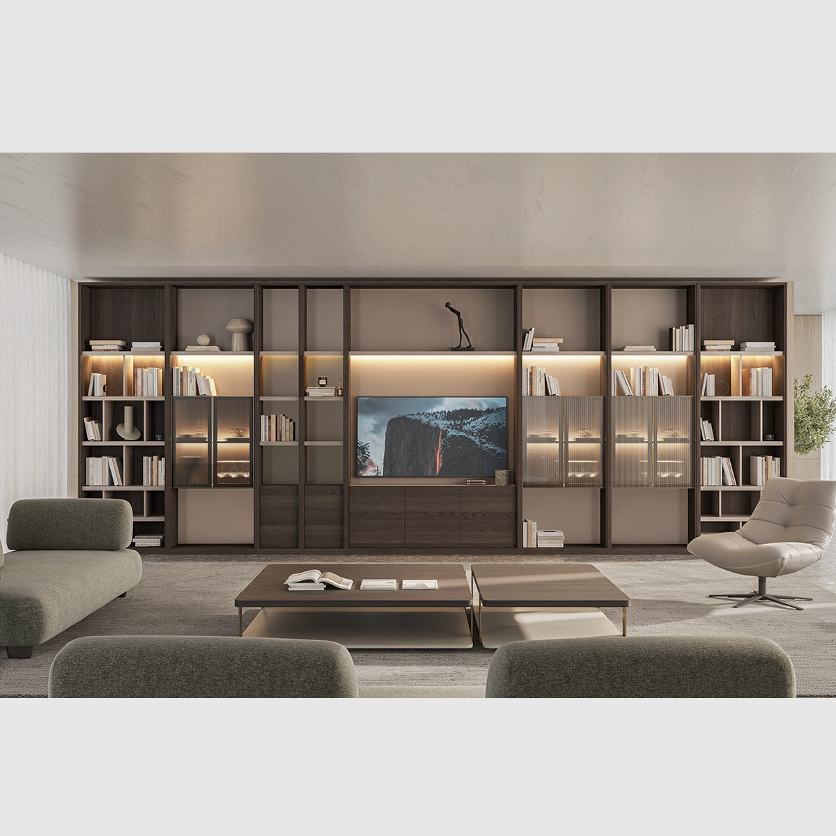 Biblioteca Nova – Sistem Modular cu TV si Vitrina