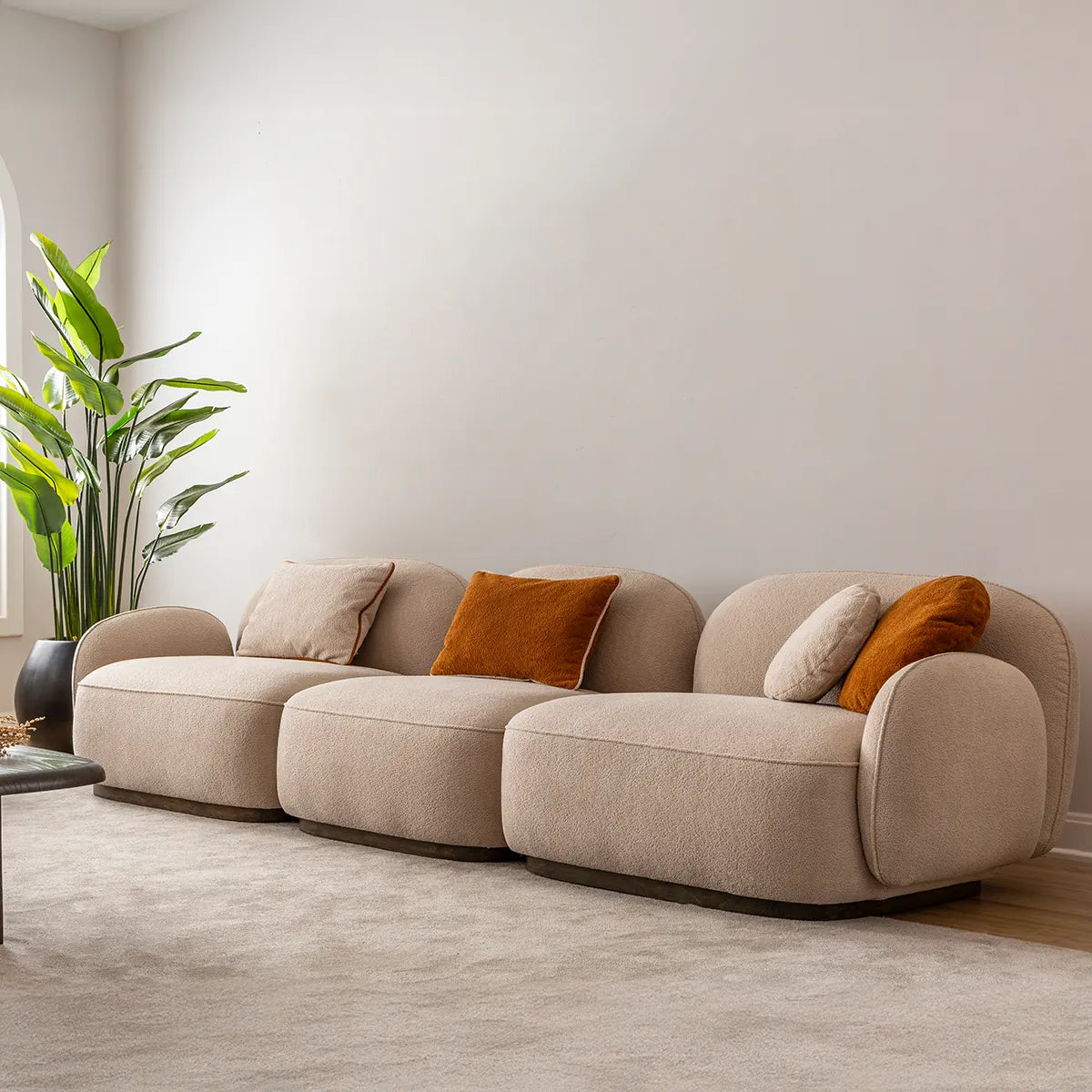 canapea Cleo 4L, bej poza, 330x93x80