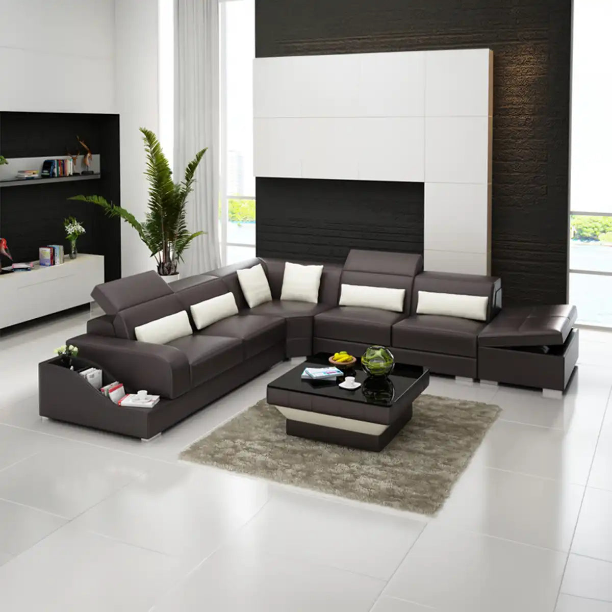 Coltar Marino C, 322x307x78 cm, piele ecologica