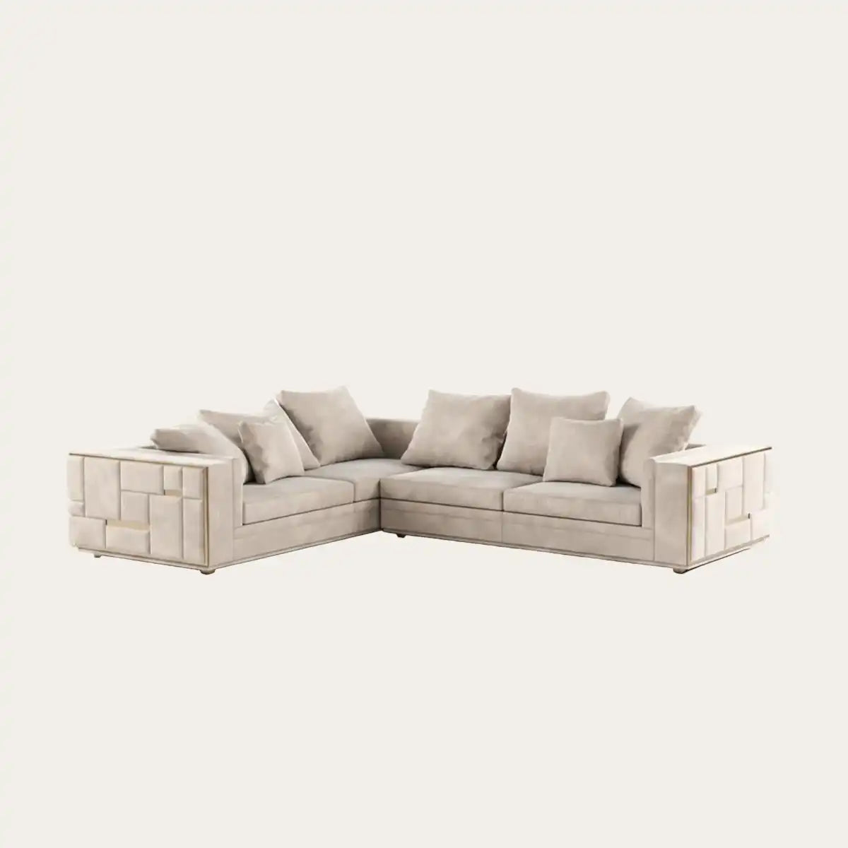 Coltar Prestige, nubuk bej, 287x340x75 cm, microfibra - design modern și elegant