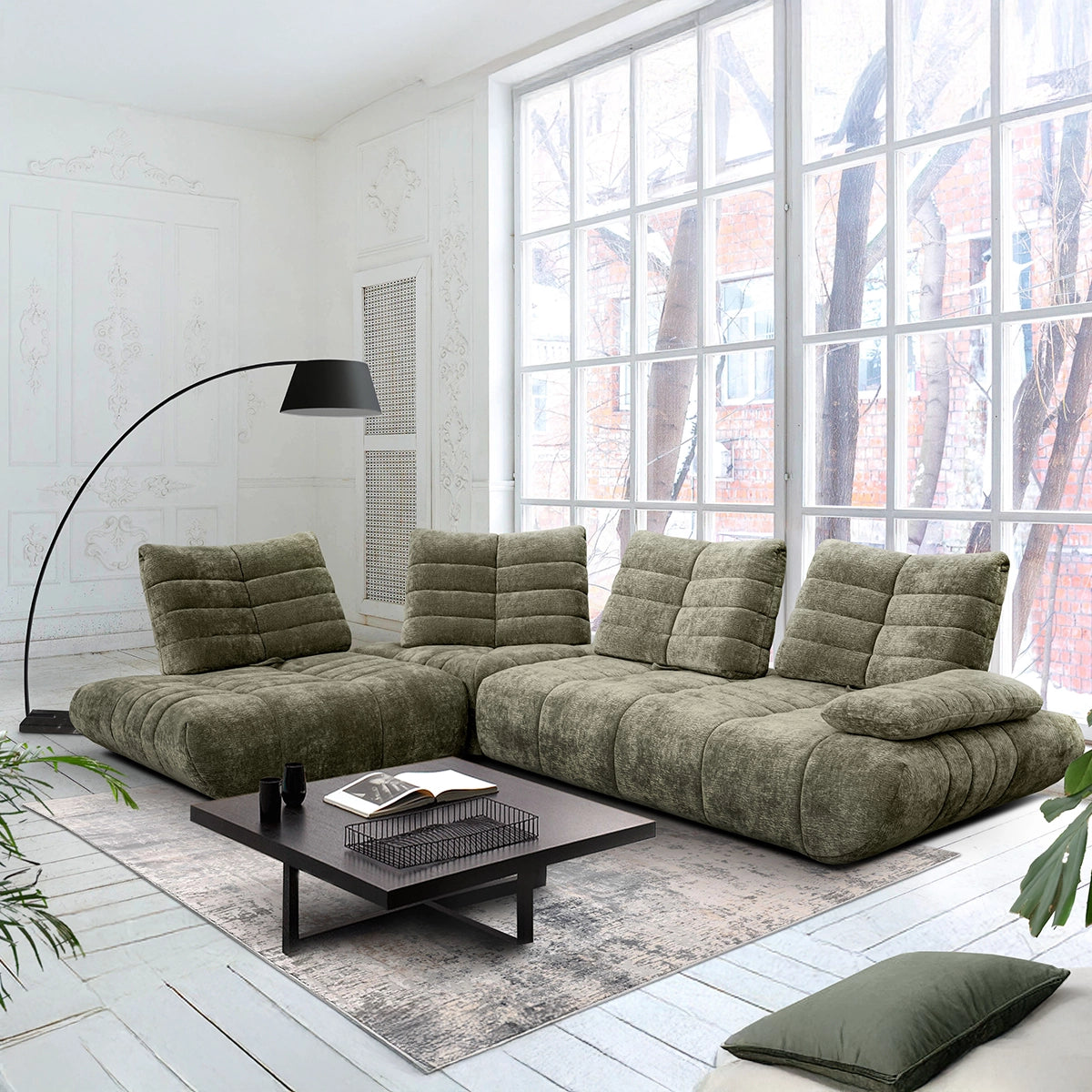 Canapea de Colț Modernă cu Tetieră Reglabilă | Colțar Vivra