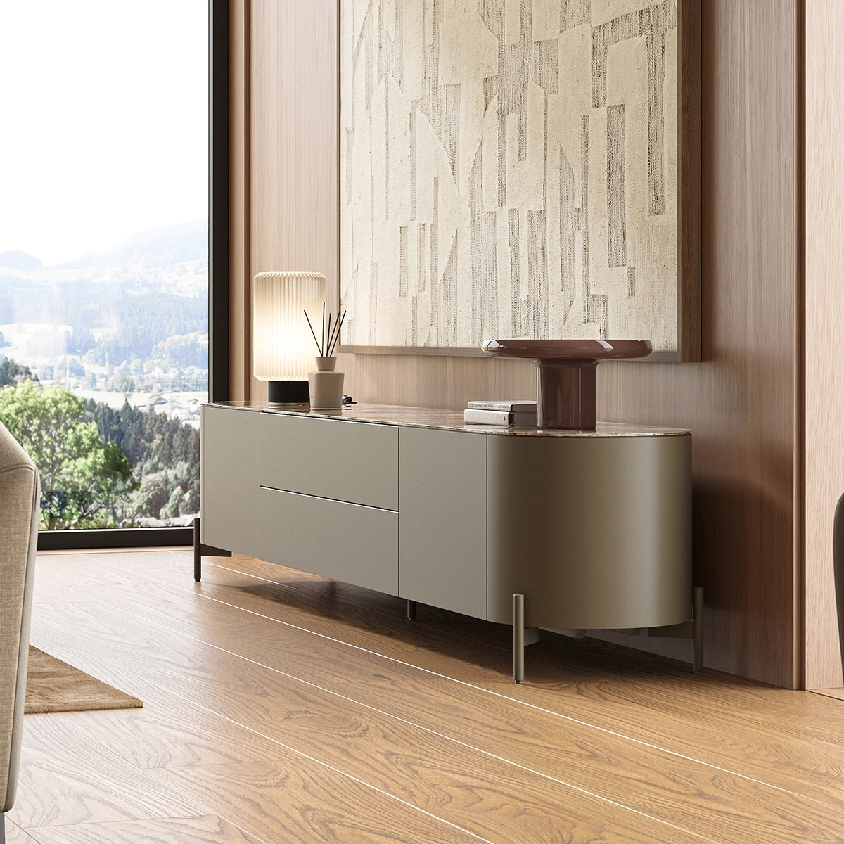 Comoda TV Vinci – Ceramic si Structura Metalica