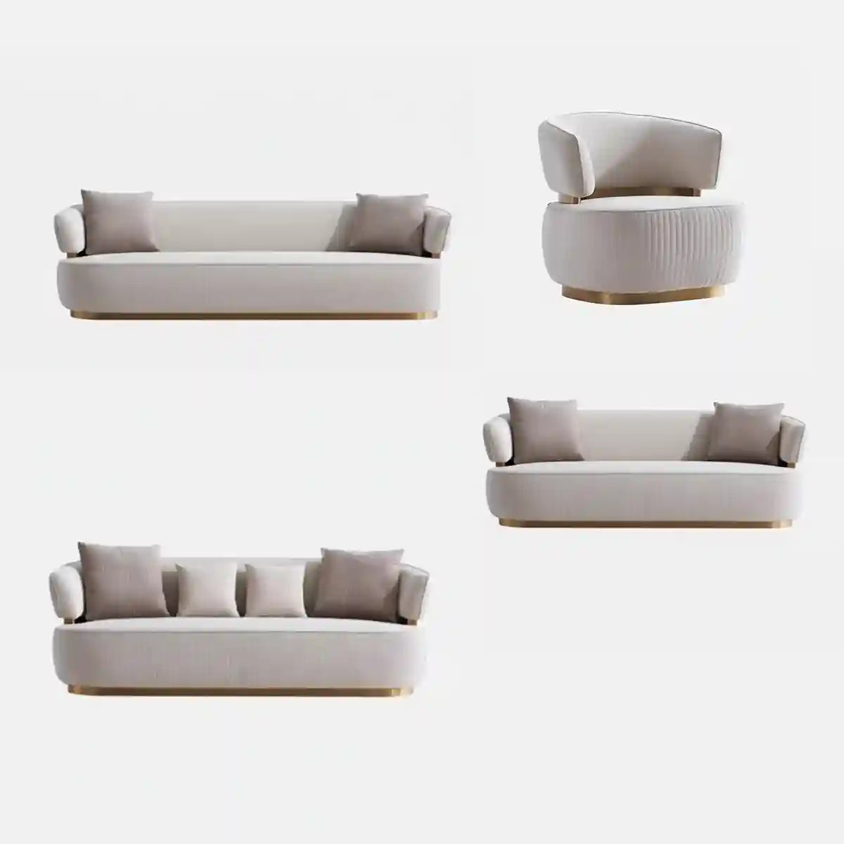 Canapea Elie 3 Locuri, Crem, 207x100x84 cm