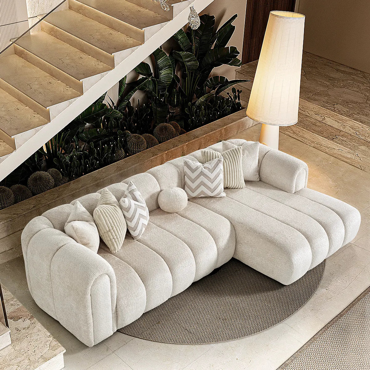 Coltar Dario, deschis beije, 290x170x70 cu textil premium