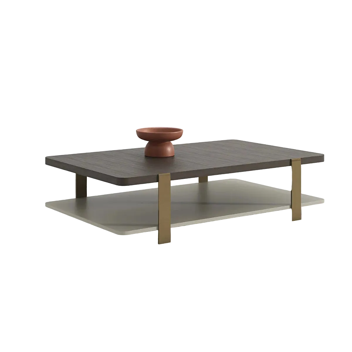 Masuta Cafea Hector – Lemn Nuc si Accente Aurii