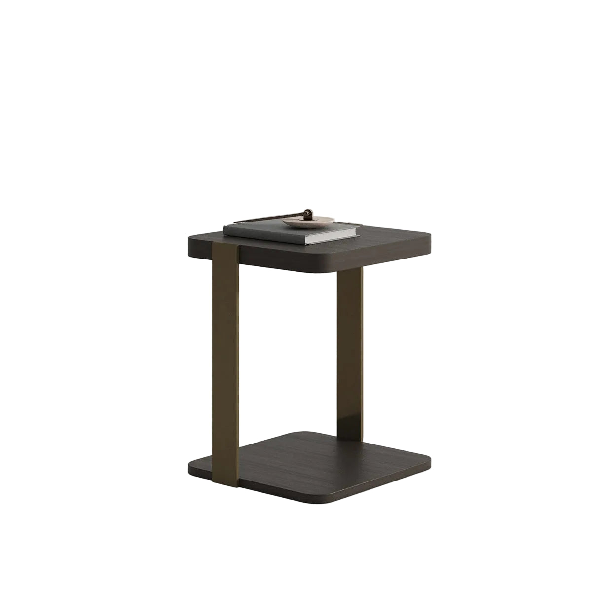 Masuta Laterala Hector – Lemn Nuc si Accente Aurii