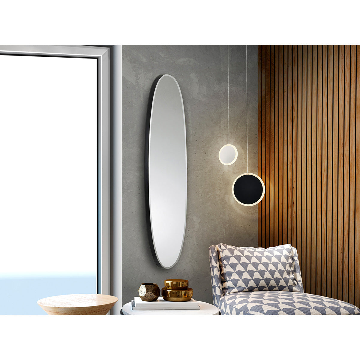 BERBEC - OGLINDA OVALĂ 136x36 NEAGRĂ