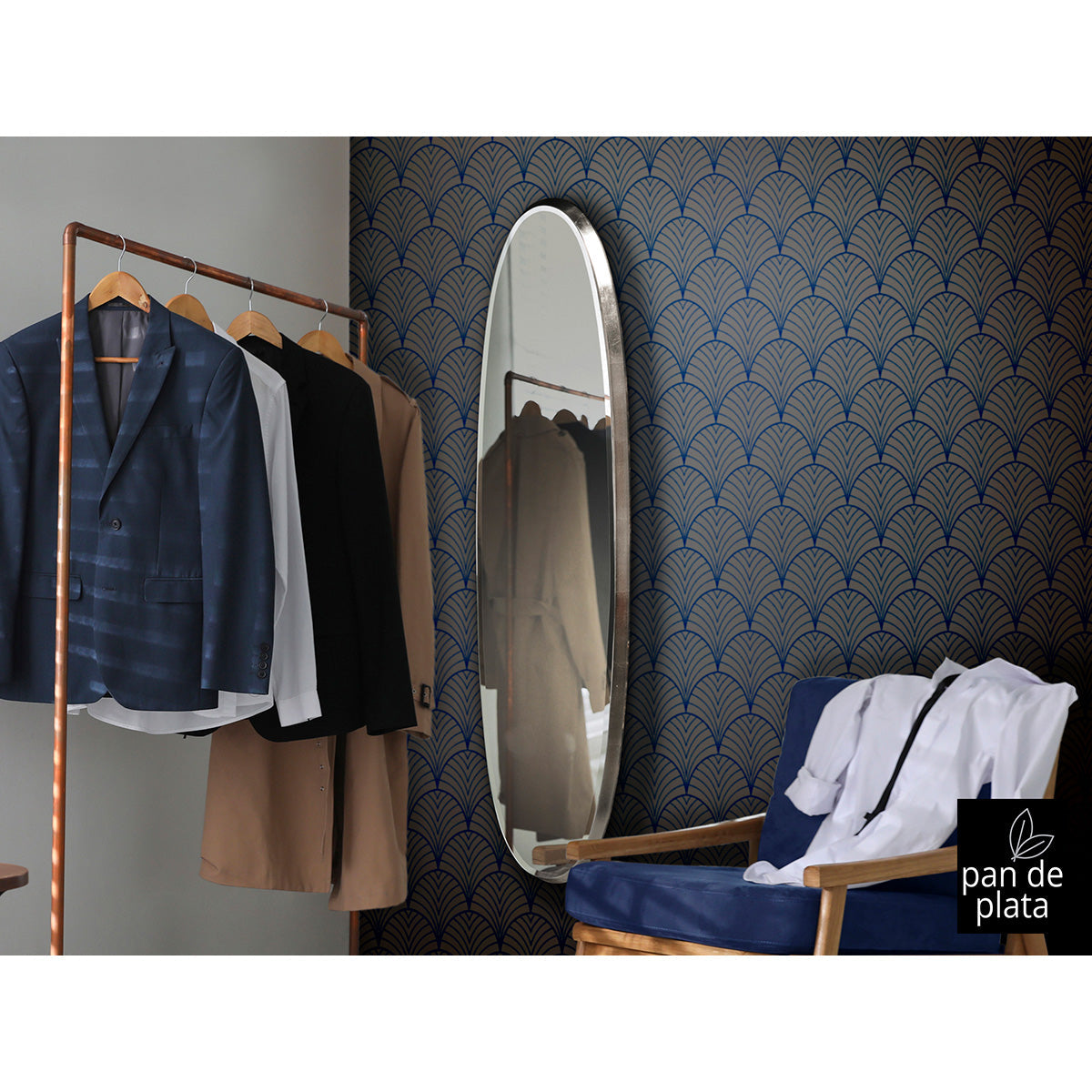 OGLINDA OVALĂ ARIES, 136x36, ARGINTIE