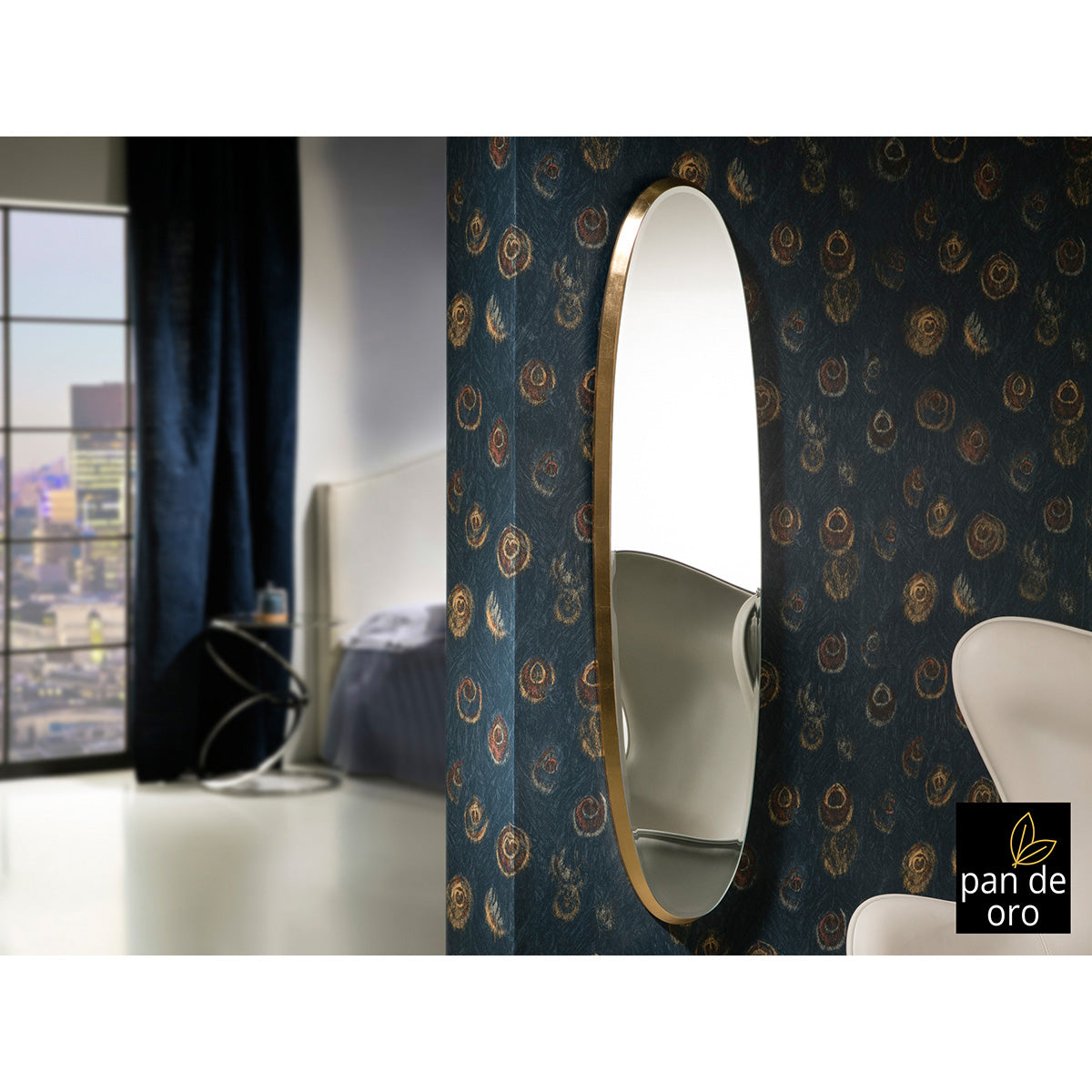 OGLINDA OVALĂ ARIES, 136x36 AUR