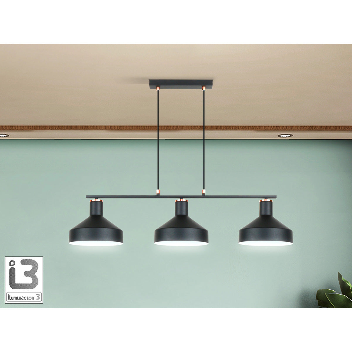 I3 - IRIAS - LAMPĂ 3L NEGRU-CUPRĂ D45