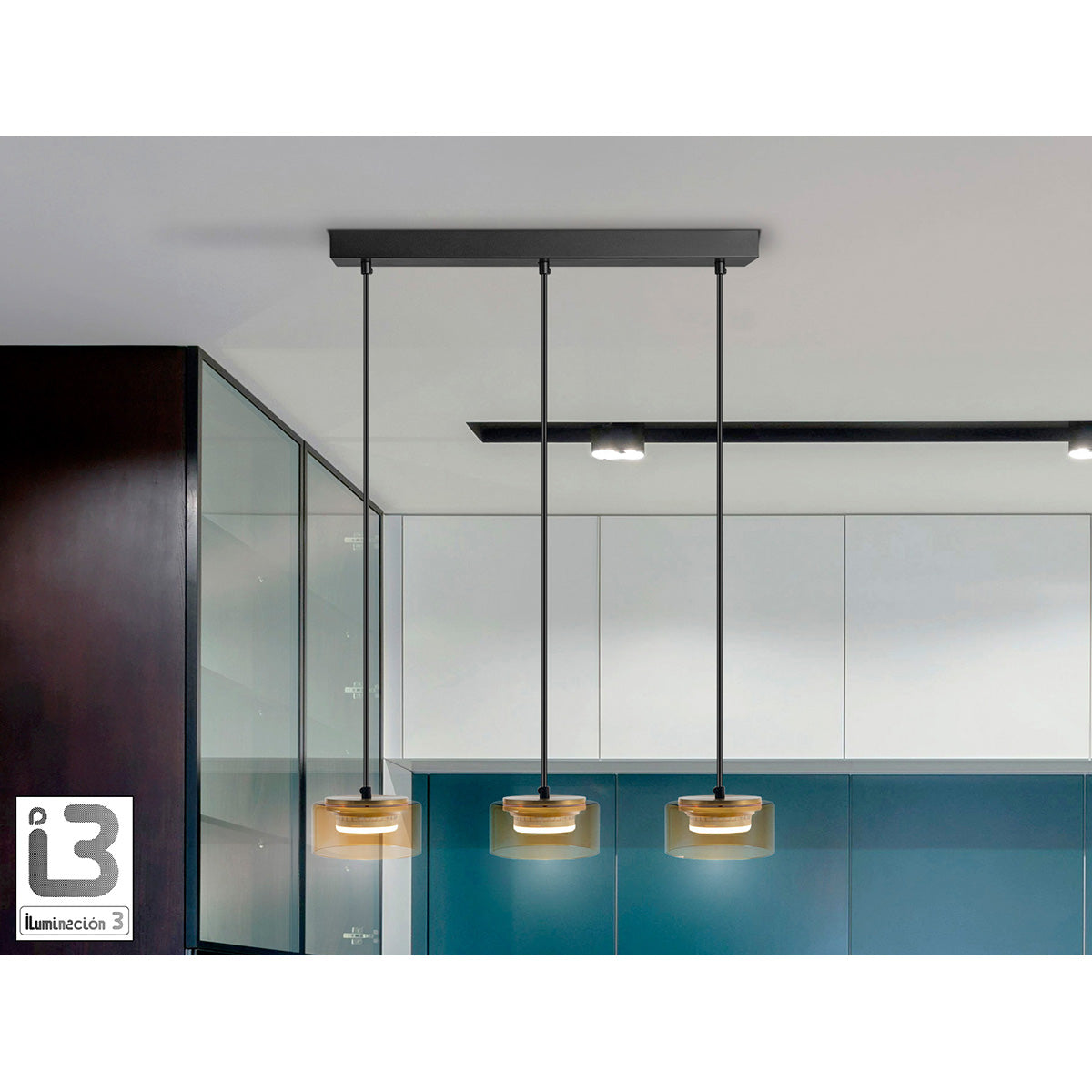 I3 - OLAIA - LAMPĂ 3L NEGRU-CHIHLIMBAR