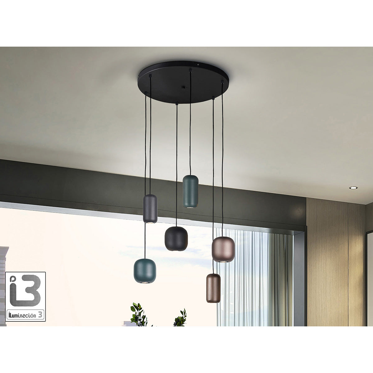 I3 - NIMES - LAMPĂ 6L NEGRU-CULORI