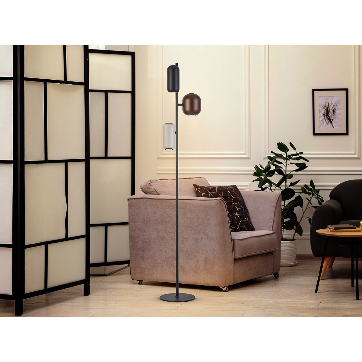 I3 - NIMES - LAMPĂ DE PODEAR 3L. CULOARE NEAGRĂ