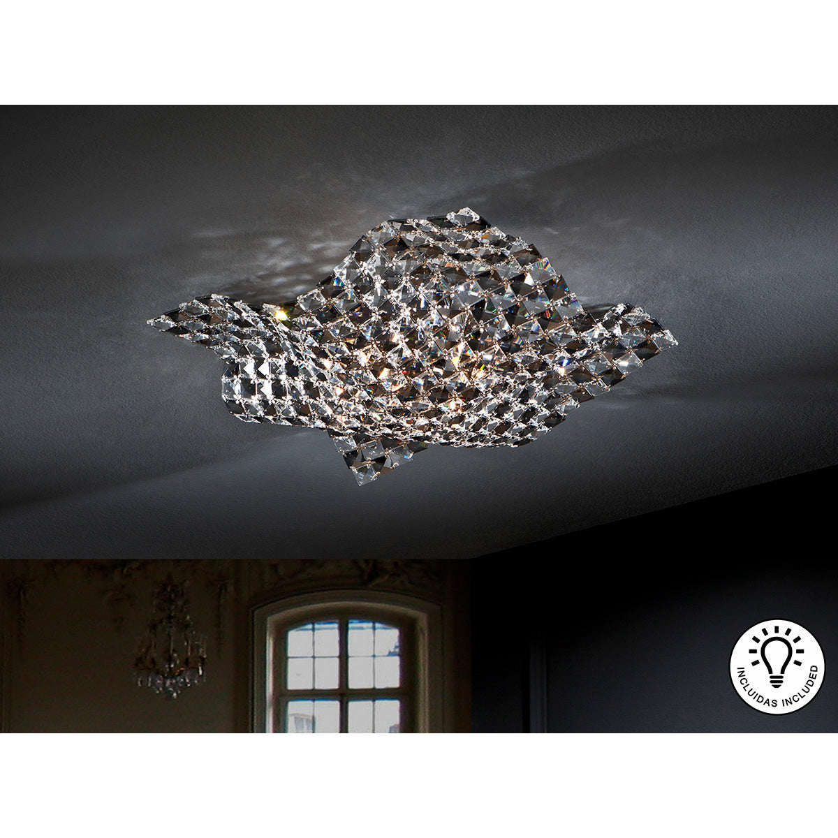 LAMPĂ DE TAVAN MICĂ DIN SATEN 4L.