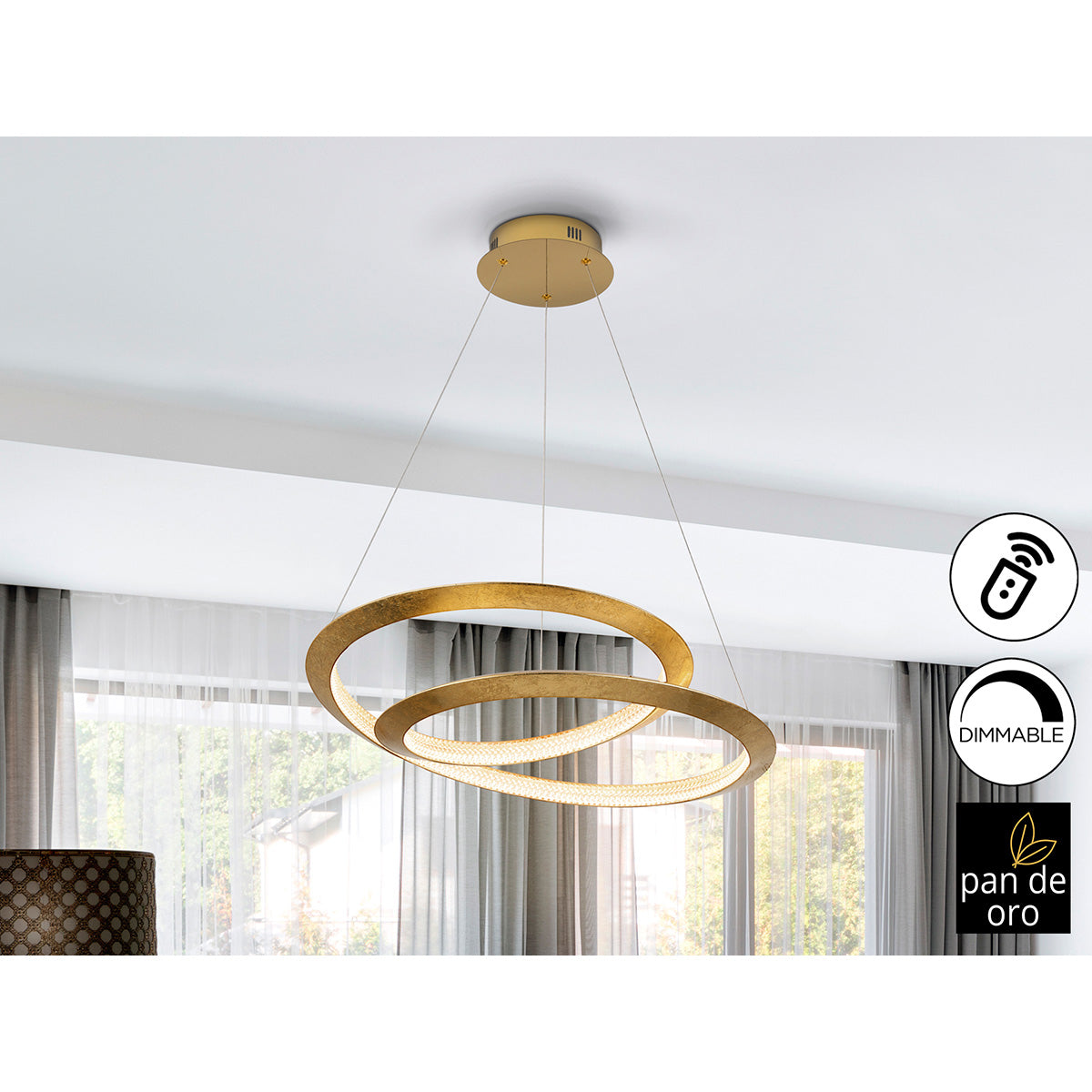 ETERNITY - LAMPĂ FRUNZE AURII 60 cm DIMABILĂ