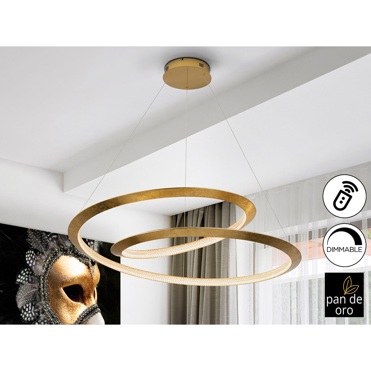 ETERNITY - LAMPĂ FRUNZE AURII 97 cm DIMABILĂ