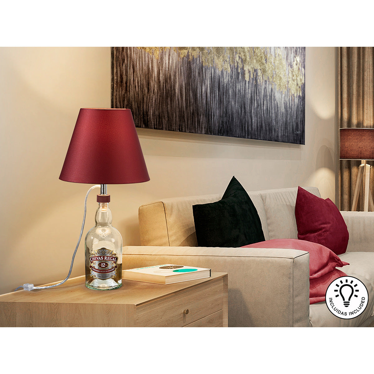 KIT STICLĂ - LAMPĂ DE MASĂ ABAJOARE GRANAT