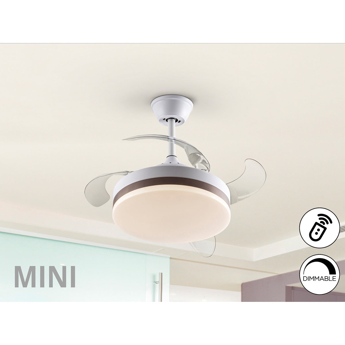 VENTO MINI - VENTILATOR ALB 40 cm/90 CU LUMINĂ REGLABILĂ