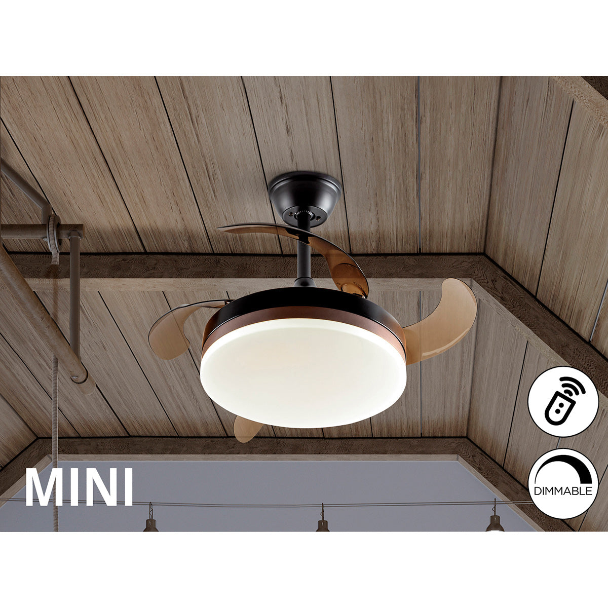VENTO MINI - VENTILATOR NEGRU 40 cm CU LUMINĂ REGLABILĂ