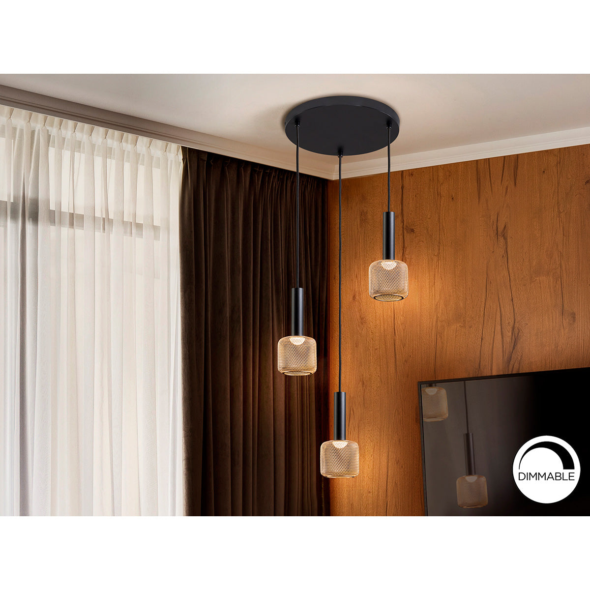 LAMPĂ SINCRO 3L., NEGRU/AURIU