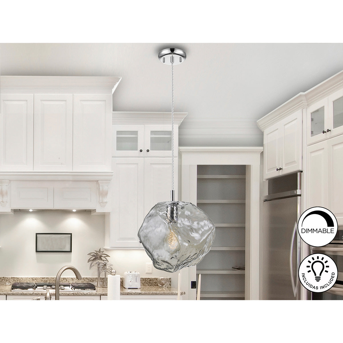 Lampă PETRA 1L 27 cm, Crom E27