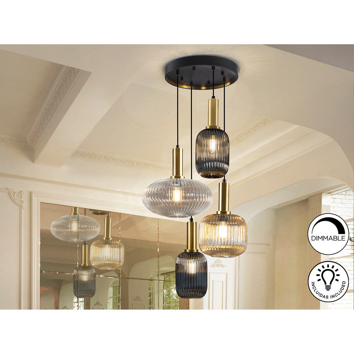 Lampă Norma 4L., Neagră/Alamă