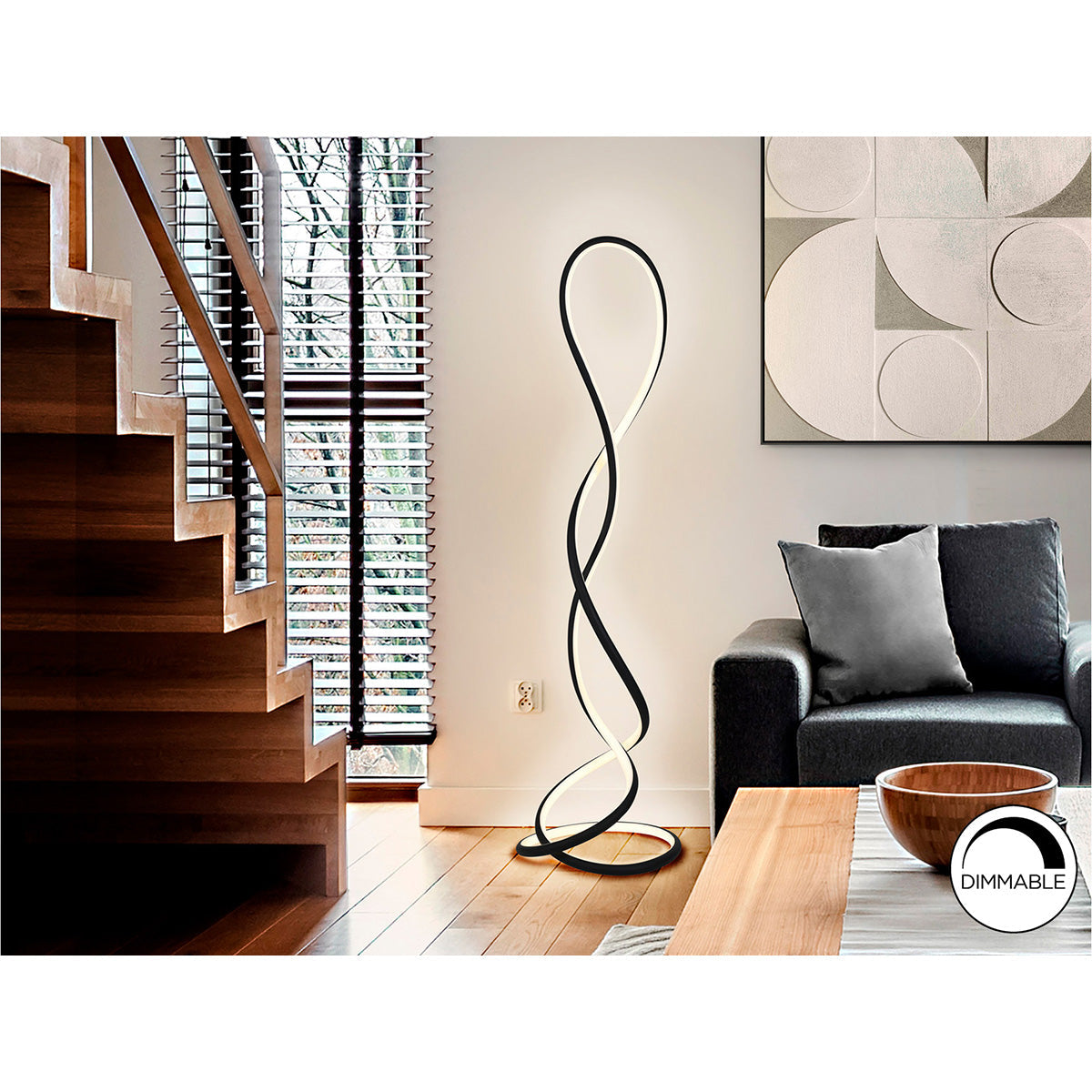 EVANIA - LAMPĂ DE PODEAR - NEGRU MAT