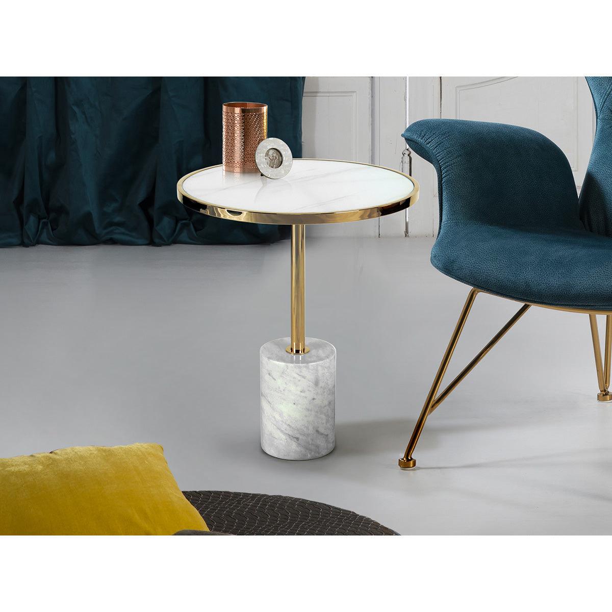 MĂSUȚĂ DEKALA 46 cm, ALB/AURIT