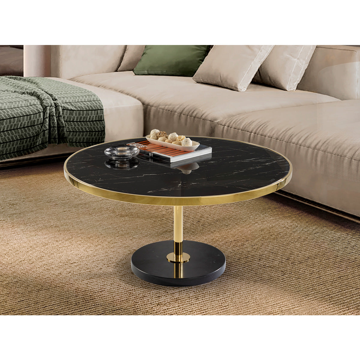 DEKALA - MĂSUȚĂ DE CAFEA NEGRU-AURIU D90