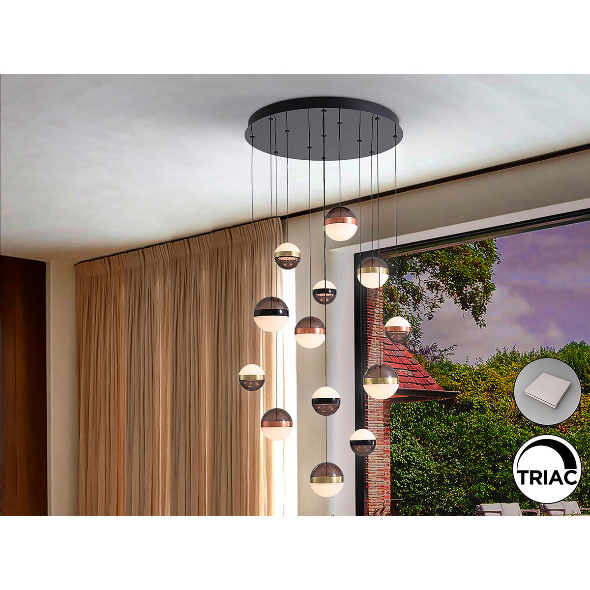 ORBES - LAMPĂ 13L NEGRU/CUPRĂ/ALAMĂ