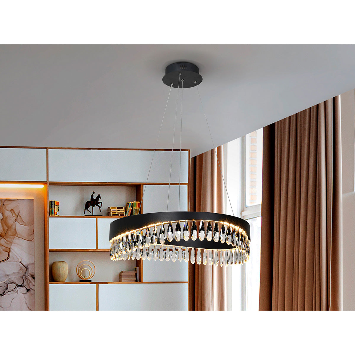 LAMPĂ SELENE 60 cm, CRISTAL NEGRU