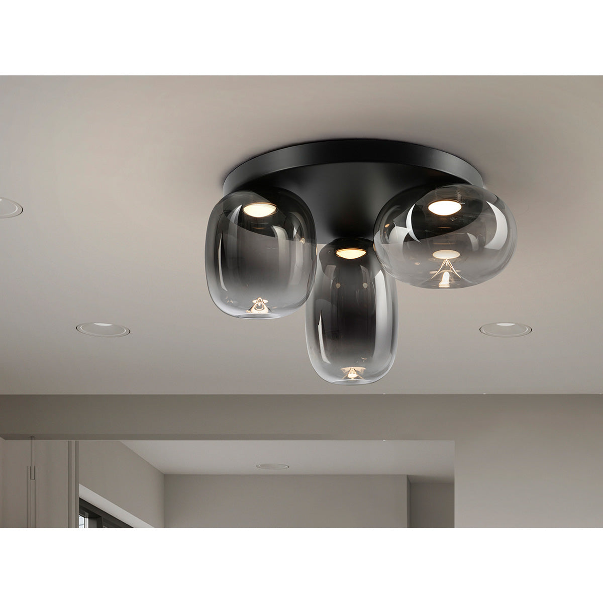 ONICE - LAMPĂ DE TAVAN 3L NEGRU-FUMURIU