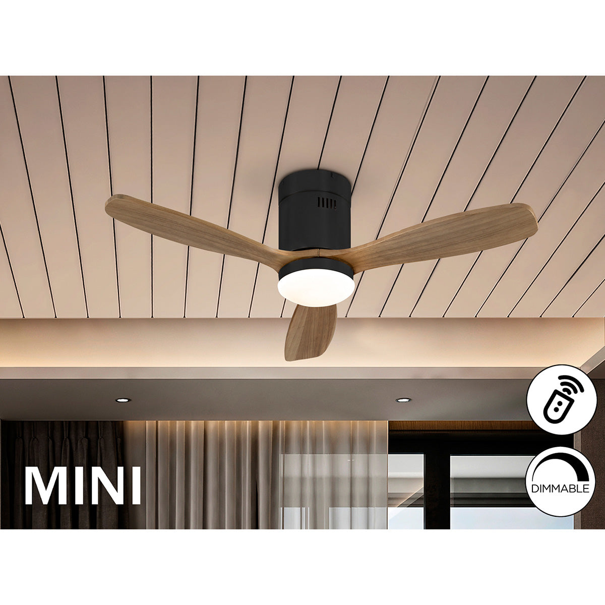 VENTILATOR SIROCO MINI NEGRU/NUC, CU INTENSIUNE REGLABILĂ
