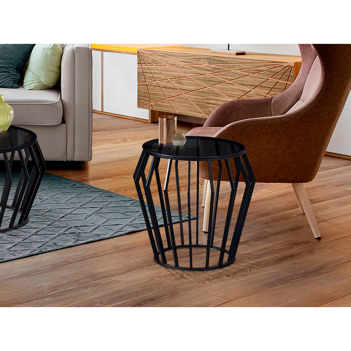 CIROS - MĂSUȚĂ CU PIEDESTAL NEGRU MAT