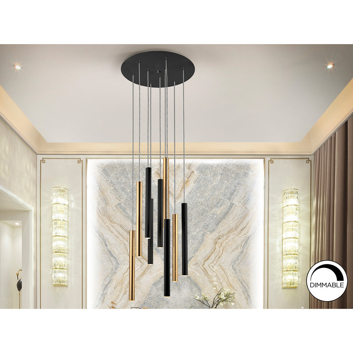 Lampă Varas 9L. Auriu/Negru