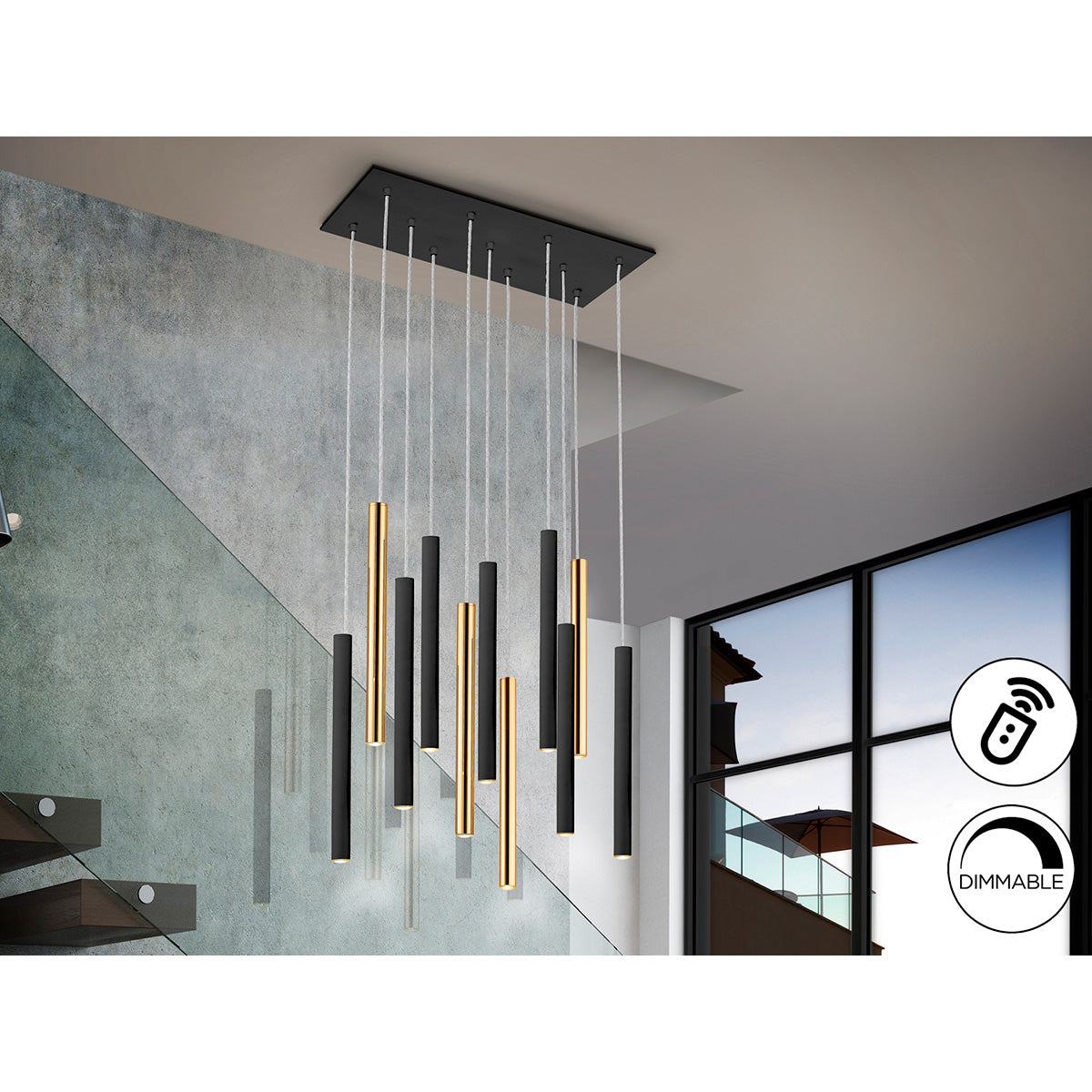 LAMPĂ VARAS 11L. AURIU/NEGRU, CU LUMINĂ REGLABILĂ