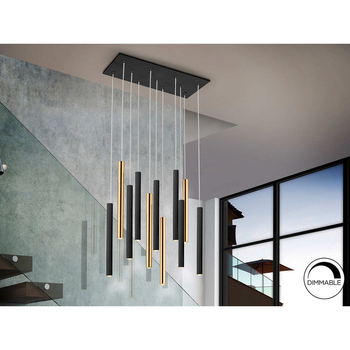 Lampă Varas 11L. Auriu/Negru