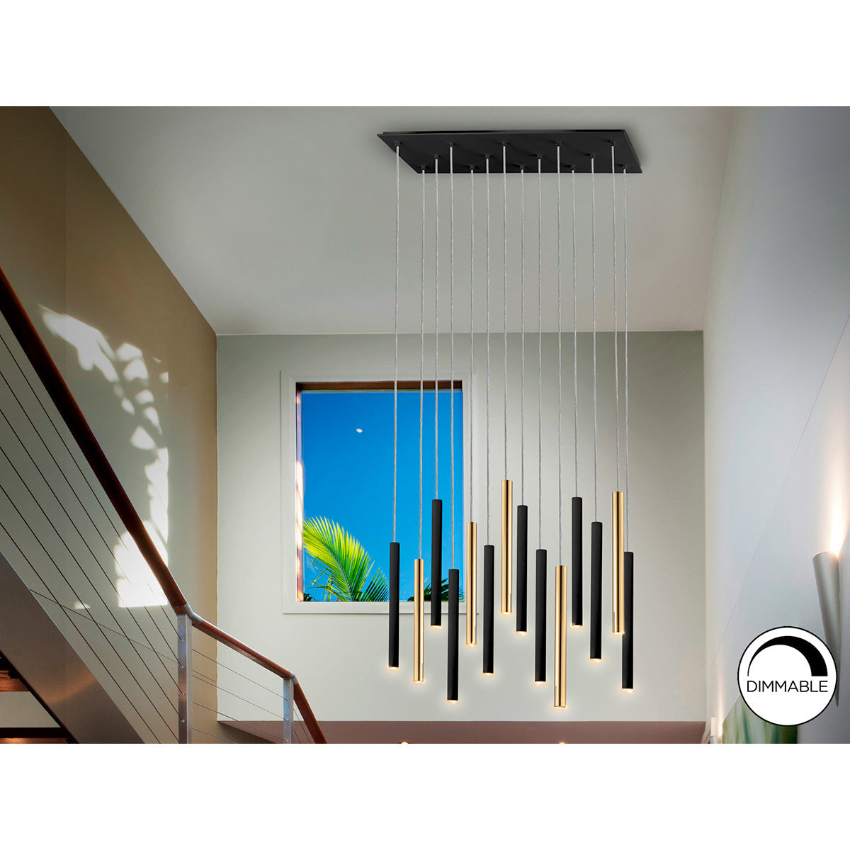 LAMPĂ VARAS 14L. AURIE/NEAGRU MAX. 3M.